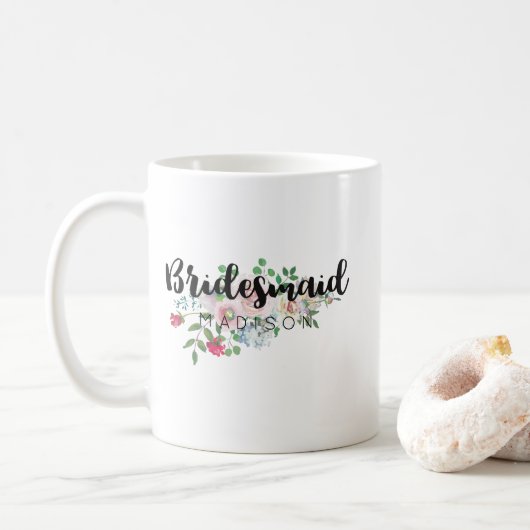 Mug Mariage d'aquarelle de Rose de rougissement Brides (Avec donut)