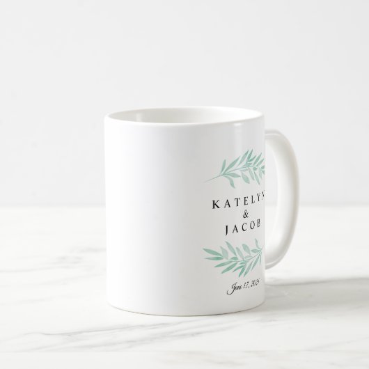 Mug Mariage d'aquarelle de verdure (Devant droit)