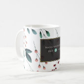 Mug Mariage de automne élégant Flore Bleu profond (Devant gauche)