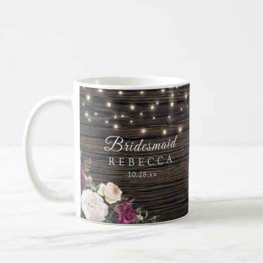 Mug Mariage de bois rustique Bridesmaid (Gauche)