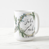 Mug Mariage de couronne botanique feuillu personnalisé (Devant droit)