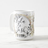 Mug Mariage de couronnes florales en argent chic perso (Devant gauche)
