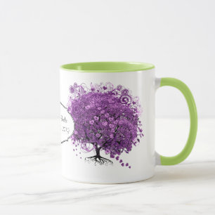 Mug Mariage de feuille de coeur pourpre de forêt