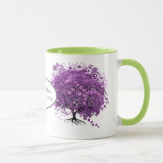 Mug Mariage de feuille de coeur pourpre de forêt (Droite)
