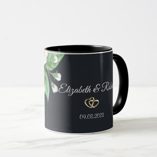 Mug Mariage de fleurs blanches (Devant droit)