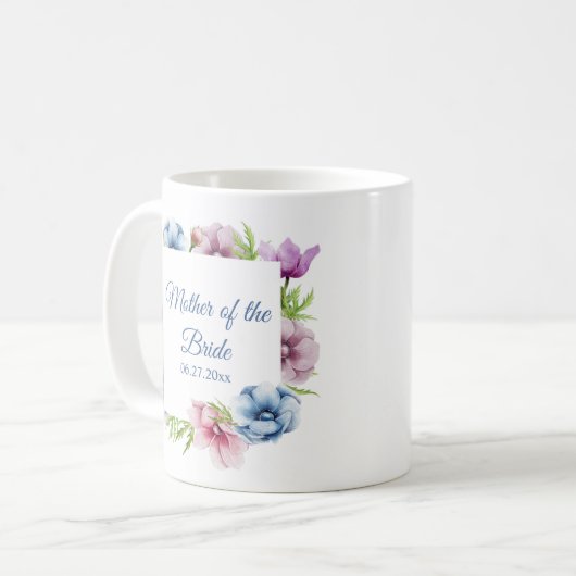 Mug Mariage de fleurs d'anémone aquarelle (Devant gauche)