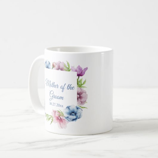 Mug Mariage de fleurs d'anémone aquarelle (Devant gauche)