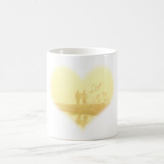 Mug Mariage de la plage de Coeur Jaune (Centre)