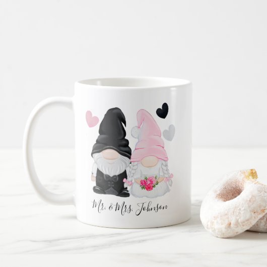 Mug Mariage de mariée et de mariée rose mignonne (Avec donut)