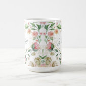 Mug Mariage de monogramme couleur rose floral (Centre)