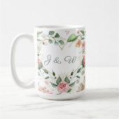 Mug Mariage de monogramme couleur rose floral (Gauche)