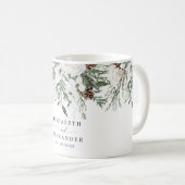 Mug Mariage de Noël en hiver à feuilles persistantes (Devant droit)