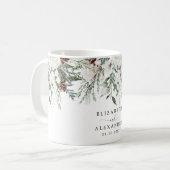 Mug Mariage de Noël en hiver à feuilles persistantes (Devant gauche)