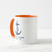 Mug Mariage de plage avec ancre de bateau moderne (Devant gauche)
