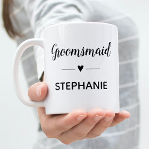 Mug Mariage de script noir Groomsmaid personnalisé