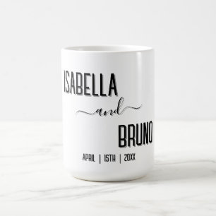 Mug Mariage de texte personnalisé noir moderne et élég