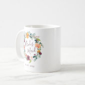 Mug Mariage Demoiselle d'Honneur Floral Bourgogne  (Devant gauche)