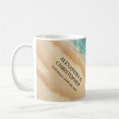Mug Mariage d'été à l'aquarelle sur la plage océane (Gauche)