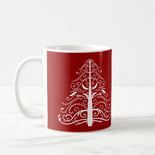 Mug Mariage d'hiver de l'arbre de Noël rouge (Gauche)