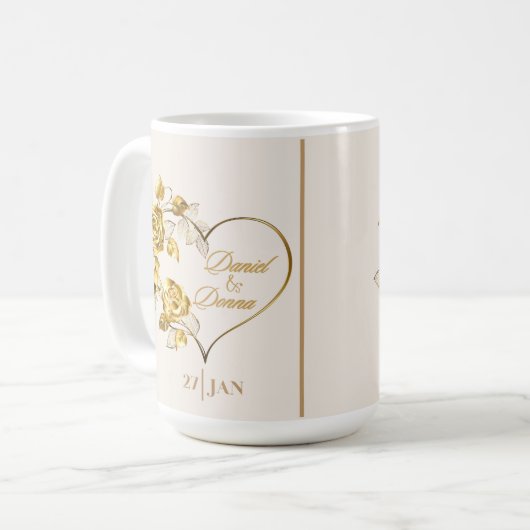 Mug Mariage doré personnalisé (Devant gauche)
