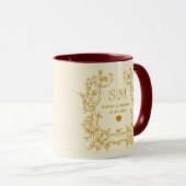 Mug Mariage élégant à monogramme floral or  (Devant droit)