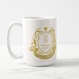 Mug Mariage Élégant avec Blason Personnalisé en Or