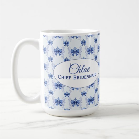 Mug Mariage Elégant avec Ruban Bleu (Gauche)