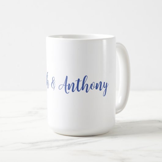 Mug Mariage Élégant Créatif Classique Bleu Blanc (Devant droit)