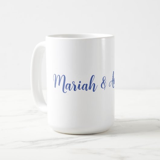 Mug Mariage Élégant Créatif Classique Bleu Blanc (Devant gauche)