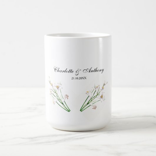 Mug Mariage Élégant Créatif Floral Blanc Chic (Centre)