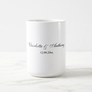 Mug Mariage Élégant Script Creative Black White