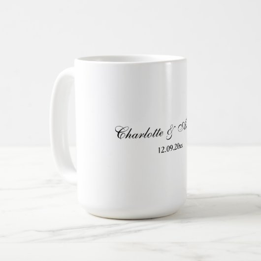 Mug Mariage Élégant Script Creative Black White (Devant gauche)