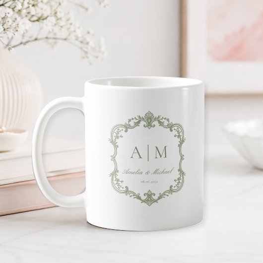 Mug Mariage élégant vintage monogramme