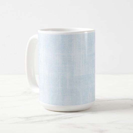 Mug Mariage Faux Lin Bleu Clair de Douche de Mariée (Devant gauche)