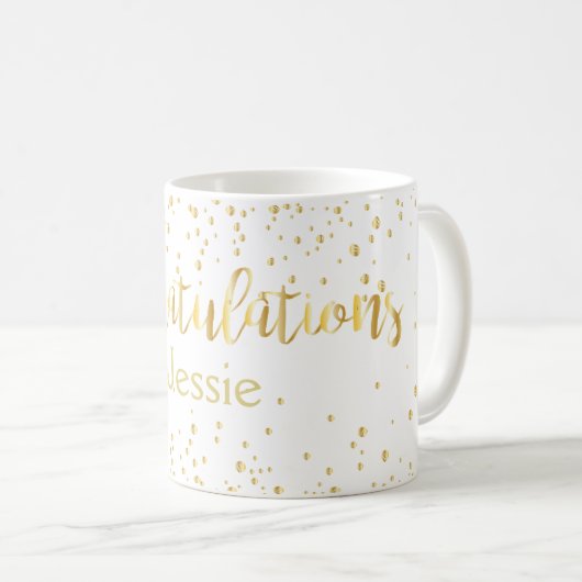 Mug Mariage Félicitations Gold Lettering Parties scint (Devant droit)