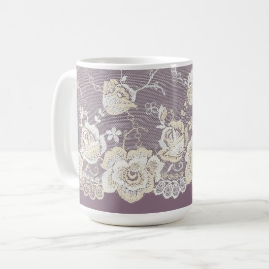 Mug Mariage Fleur Orchidée Violet Romantique (Devant gauche)