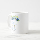 Mug Mariage Fleurs Bleues et Nuit avec Feuillage (Devant gauche)