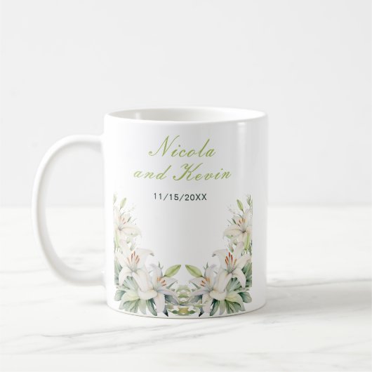 Mug Mariage Fleurs de Lys Blancs (Gauche)