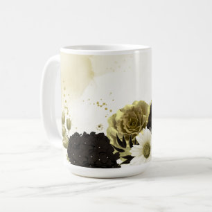 Mug Mariage fleurs dorées ivoire marron incroyables