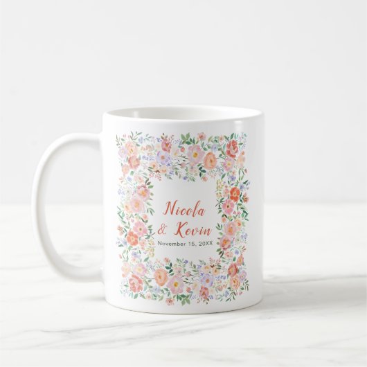 Mug Mariage Fleurs Florales de Printemps (Gauche)