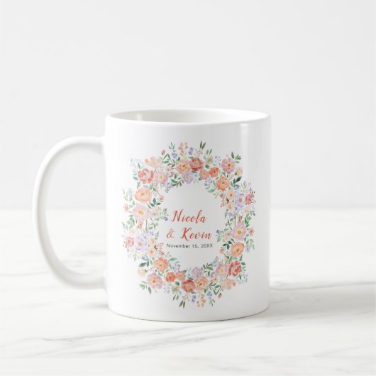 Mug Mariage Fleurs Florales de Printemps (Gauche)