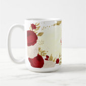 Mug Mariage fleurs romantiques rouge foncé et blanches (Gauche)