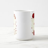 Mug Mariage fleurs romantiques rouge foncé et blanches (Centre)