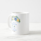 Mug Mariage Floral Bleu et Jaune (Devant gauche)