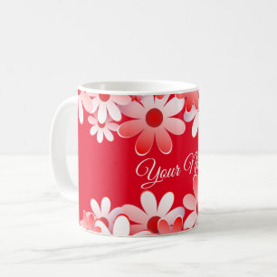 Mug Mariage Floral Élégant Rouge et Blanc