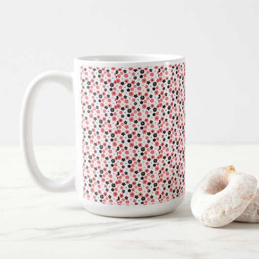 Mug Mariage Floral Monogramme Moderne (Avec donut)