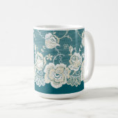 Mug Mariage Floral Romantique Bleu Vert Sarcelle (Devant droit)