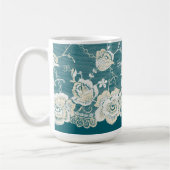 Mug Mariage Floral Romantique Bleu Vert Sarcelle (Gauche)