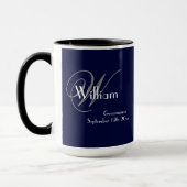 Mug Mariage Groomsman Cadeau Moderne Monogramme Nom Co (Gauche)