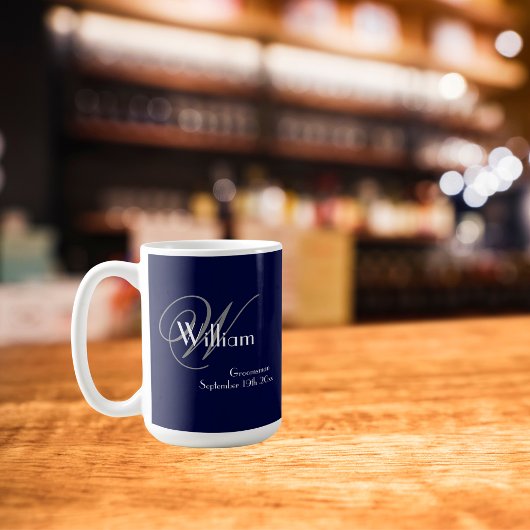 Mug Mariage Groomsman Cadeau Moderne Monogramme Nom Co